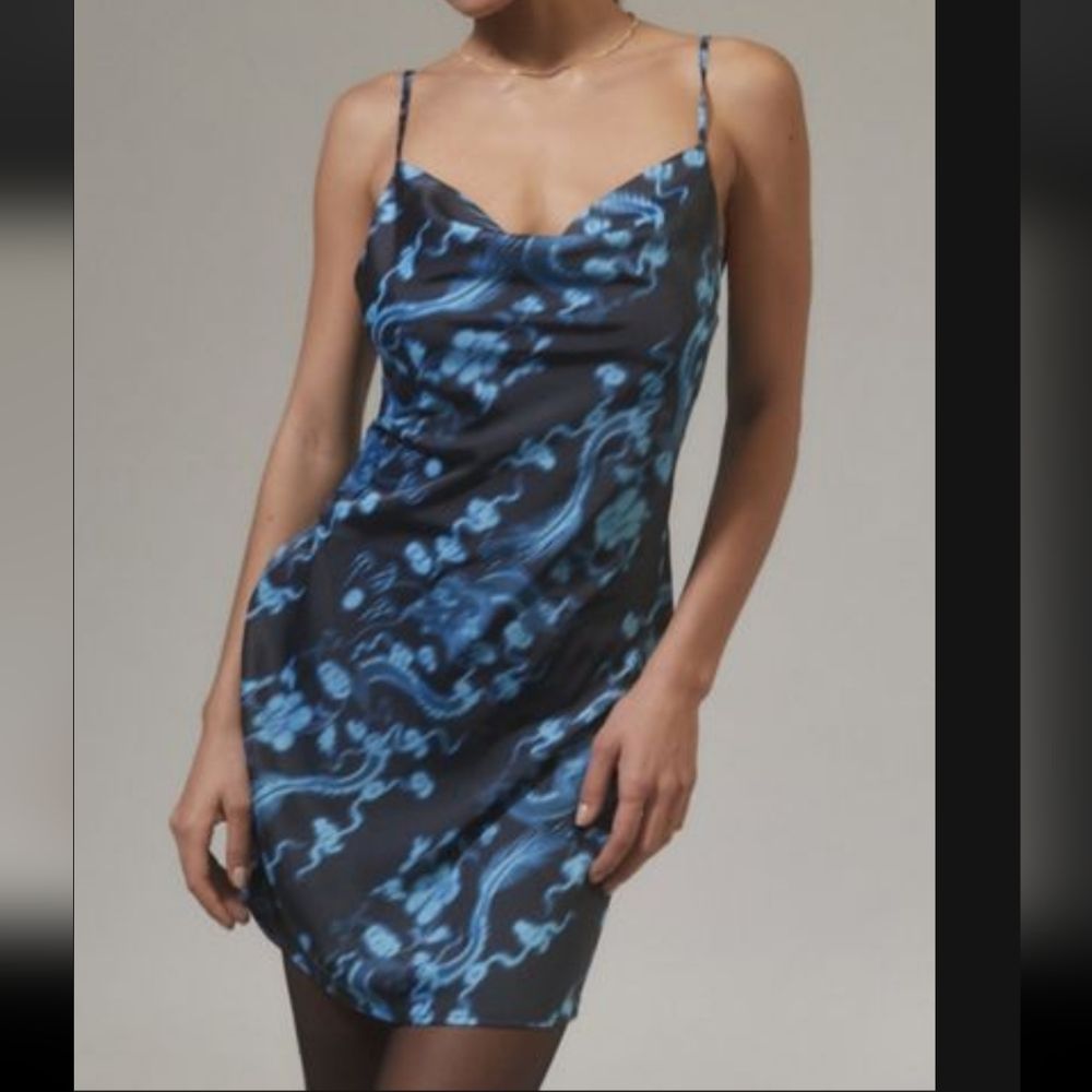 UO Mallory Cowl Slip Dress‎ Turquoise Large